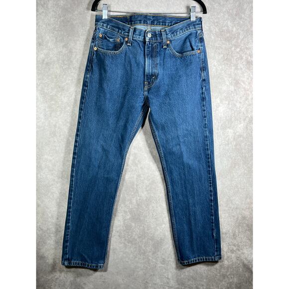 Levi's 505 Jeans‎ Mens 33X30 Blue Medium Wash Denim Straight Regular Fit Work - Picture 1 of 9